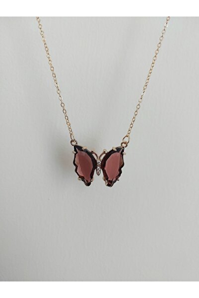 Alexis Carrel Zirkon Taşlı Cam Kelebek Kolye