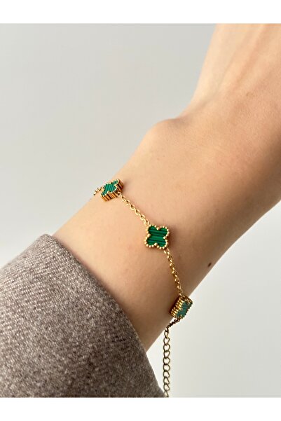 YOUES JEWELRY سوار نسائي من Van Cleef 316l باللون الأخضر