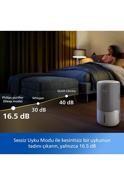 Philips 2'si 1 Arada Hava Temizleyici ve Nemlendirici,300m³/s, Uzaktan Kontrol