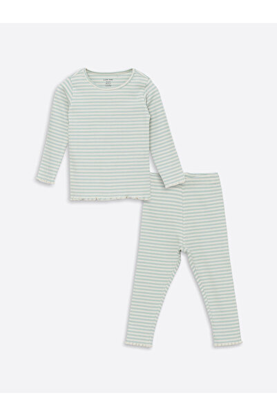 LC Waikiki Lcw Baby Ecru Crew Neck Baby Girl Pajamas Set