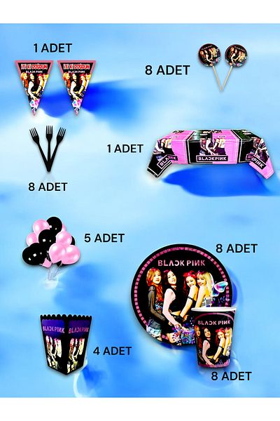 VibeHome Black Pink Themed Luxury Set for 8 - Birthday Party and Fun Events