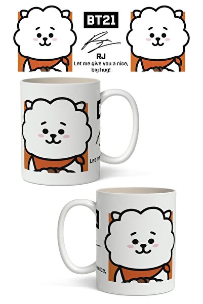Toyaso كوب أبيض بتصميم BT21 RJ هدية لصديق الحبيب