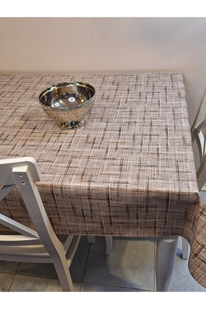 Başak Ev Tekstili Fiber Pvc Oilcloth - Patterned Erasable Tablecloth (Light Brown)
