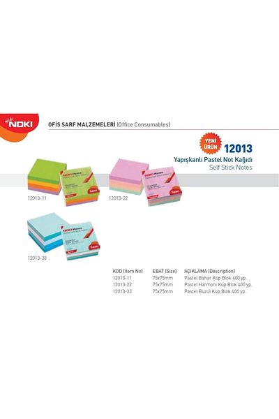 Easy Tedarik Noki Memo 75*75 Pastel Spring Cube Block 400 Sheets