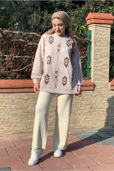 Moda Rosa 25K4421- Stone - Payet Embroidered Tunic