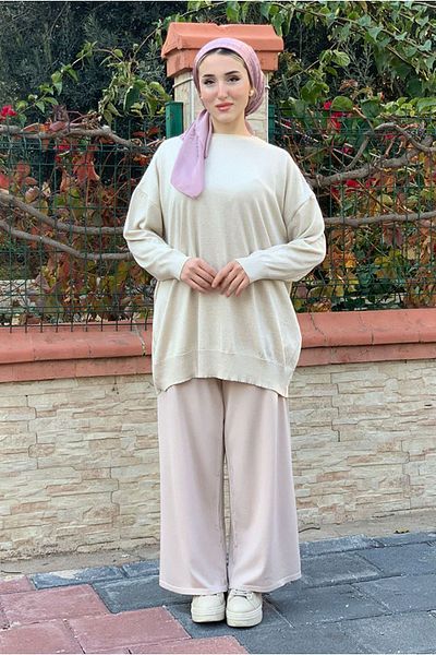 Moda Rosa 25K4420 - Beige - Glittery Knitwear Tunic