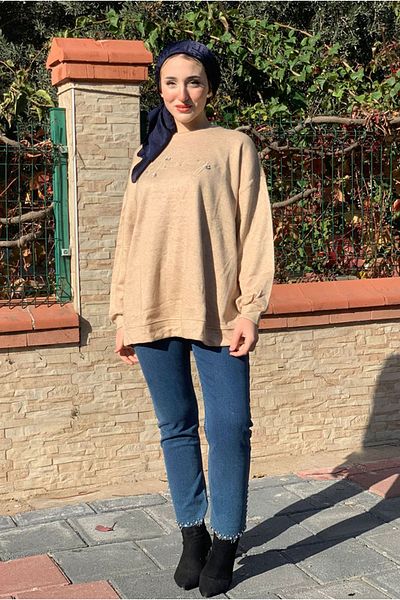 Moda Rosa 25K4424 - Camel - Embroidered and Stone Detail Tunic