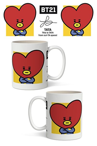 Toyaso كوب أبيض بتصميم BT21 Tata هدية لصديق الحبيب