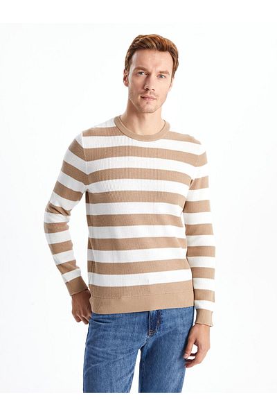 LC Waikiki LCWAIKIKI Classic Crew Neck Long Sleeve Striped Men's Knitwear Sweater