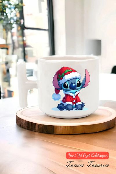 Tanem Tasarım T Handle Ceramic Mug with New Year New Year Christmas Design