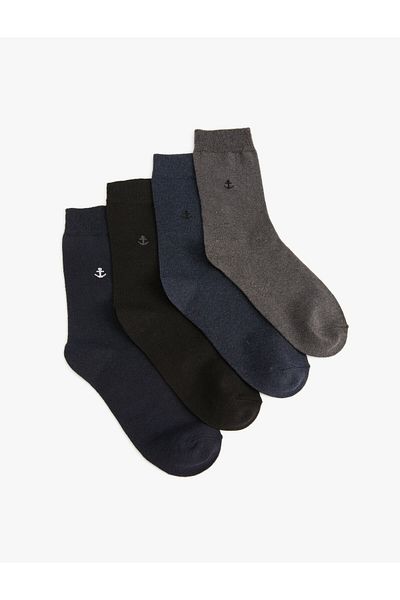 Koton Set of 4 Socks with Anchor Embroidery Multi Color