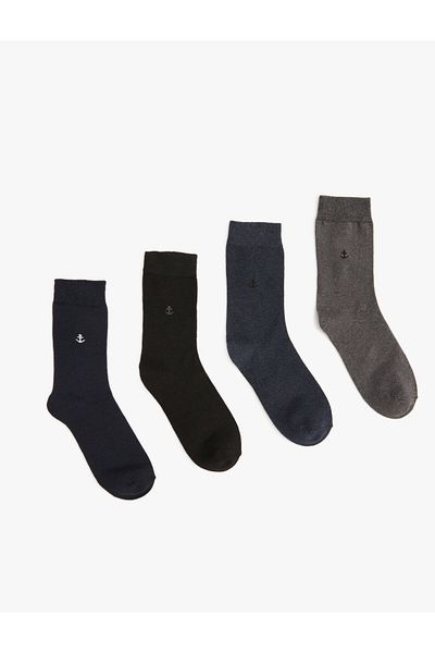Koton Set of 4 Socks with Anchor Embroidery Multi Color