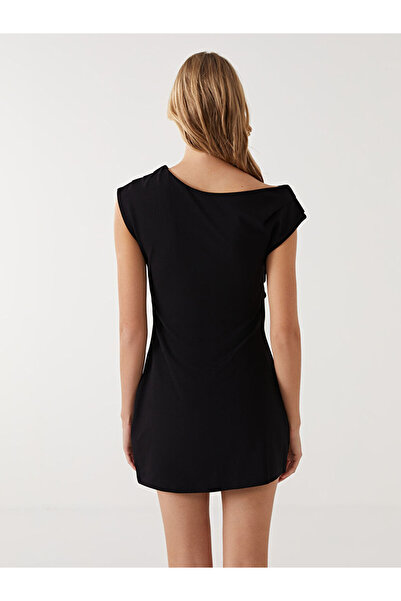 LC Waikiki LCW Vision Siyah Kayık Yaka Kadın Elbise