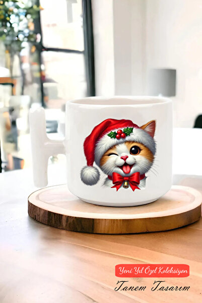 Tanem Tasarım Yeni Yıl Yılbaşı Noel Tasarımlı T Kulp Seramik Kupa 3