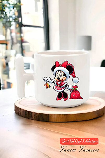 Tanem Tasarım كوب سيراميك بمقبض على شكل حرف T مع تصميم رأس السنة الجديدة وعيد...