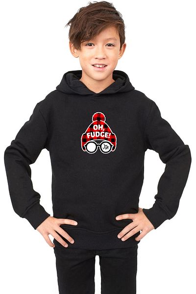 Tshirthane Комплект от 3 черни детски суичъра с качулка Oh Fudge - Коледа