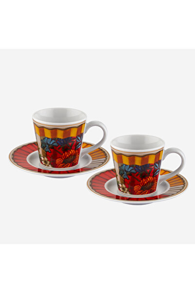 Baci Milano Ventagli Sarı Porselen Kahve Fincan Seti 70 Ml