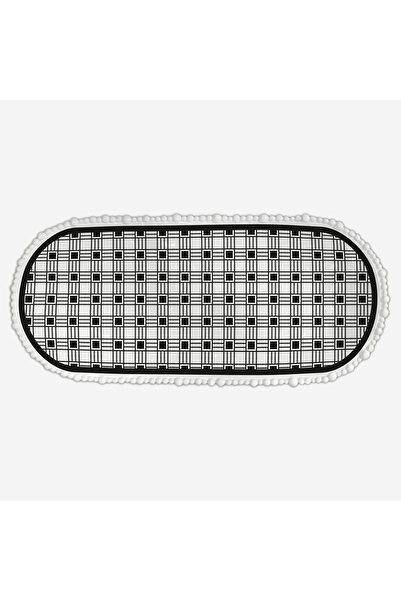 Baci Milano Optical Siyah Beyaz Melamin Servis Tabağı 53X24 Cm