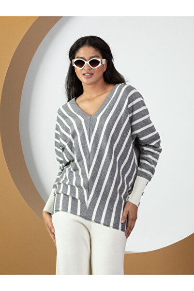 BERNEO V-подібний виріз, смугастий, з блискітками, трикотажна туніка