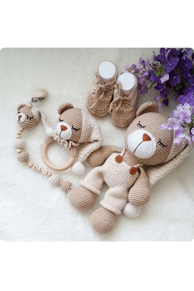 babysera Amigurumi Uykucu Ayicik 4lu Set