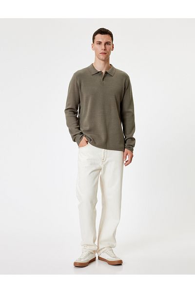 Koton Knitwear Polo Neck Sweater - Long Sleeve and Buttons