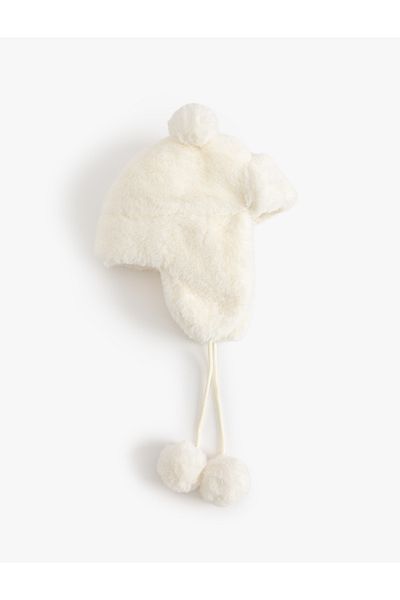 Koton Pilot Plush Cap - Winter with Pompom Detail