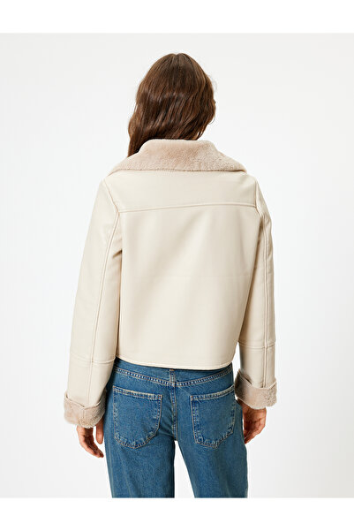 Koton Яке с яка от изкуствена кожа и пух - с ципове