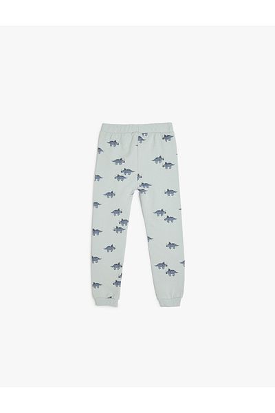 Koton Βαμβακερό παντελόνι Jogger με στάμπα Dinosaur με κορδόνι στη μέση