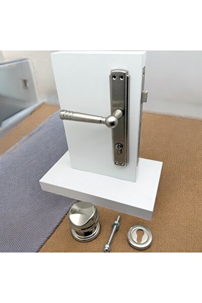 KOLDOOR Osmanlı Nikel Saten Yale Çelik Kapı Kolu Sol Basar Kapı Tokmağı Ve Alt Rozeti (Kilit Hariçtir)