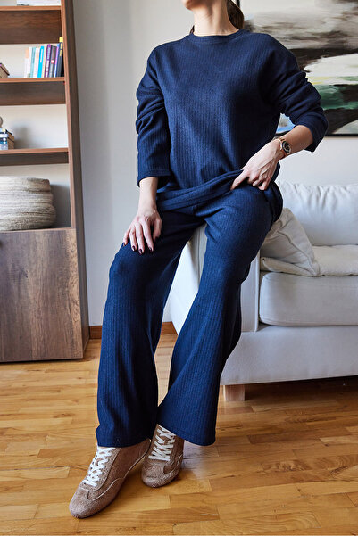 Bianco Lucci Women's Crew Neck Basic Bottom-Top Set 0036 60251871