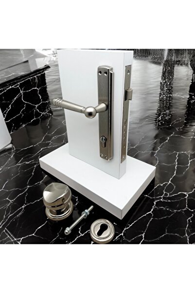 KOLDOOR Osmanlı Nikel Saten Yale Çelik Kapı Kolu Sol Basar Kapı Tokmağı Ve Alt Rozeti (Kilit Hariçtir)