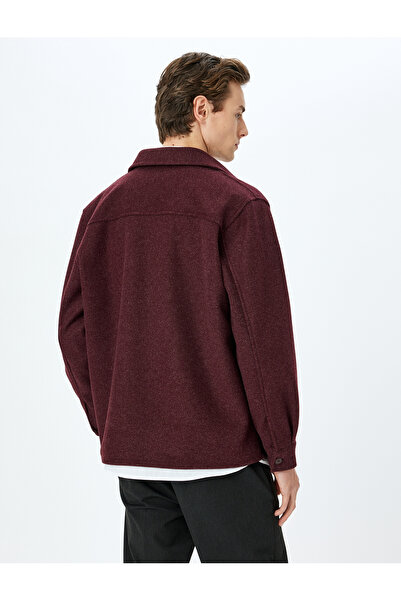 Koton Regular Fit Buttoned Viscose Blend Long Sleeve Stamp Shirt Jacket