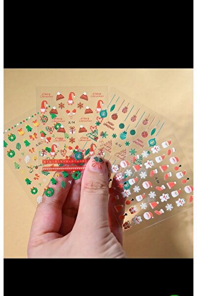 EMKSHOP Yılbaşı Özel Sevimli Kış Temalı Tırnak Stickerları (5 SAYFA