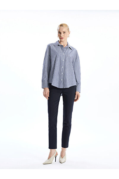 LC Waikiki Navy Blue Elastic Waist Carrot Cut Women's Trousers