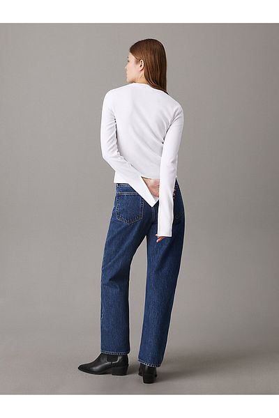 Calvin Klein Woven Label Rib Ls Top - Relaxed Fit