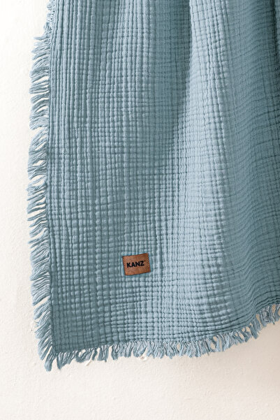 Kanz Blue Baby Muslin Blanket - 4 Layers 100% Cotton, 100X120
