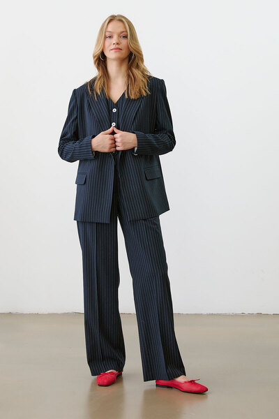 urban focus Striped Double Breasted Oversize Jacket