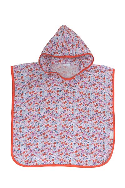 Atelier Babbi Muslin Baby Poncho - Little Flowers / Red