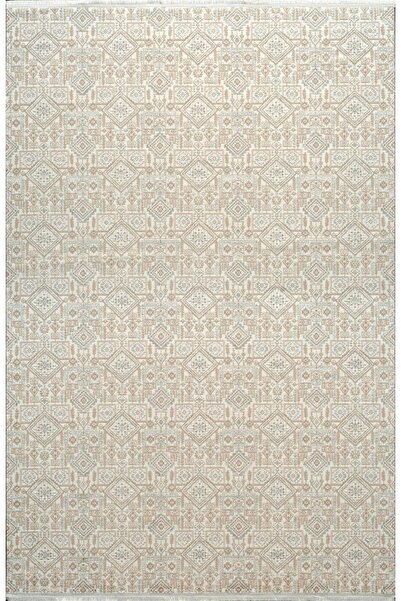 Royal Halı Royal Halı Momento ZV03A Krem Vizon Akrilik Yumuşak Dokulu Otantik Çizgili Halı