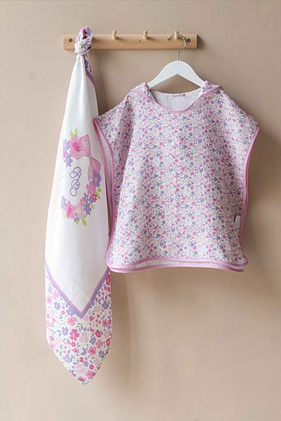 Atelier Babbi Baby Poncho - Little Flowers / Pink