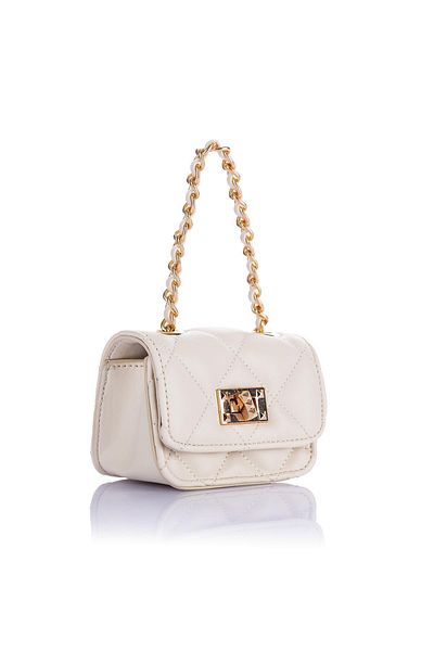Getcho Nelton Women's Cream Chain Strap Mini Earphone Coin Makeup Bag AirPods Bag Stylish