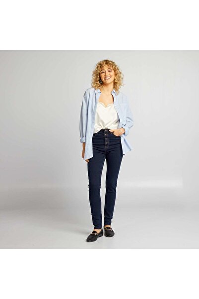 KIABI بنطال جينز سكيني عالي الخصر باللون الأزرق