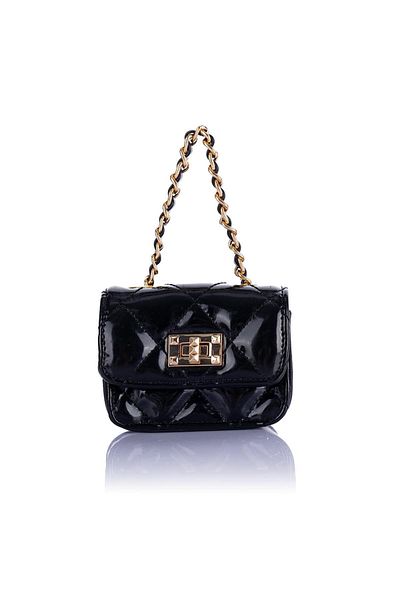 Getcho Nelton Women's Black Chain Strap Mini Earphone Coin Makeup Bag AirPods Bag Lightweight Elegant