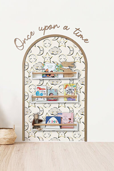 Sosyotab ملصق حائط على شكل قمر ونجوم، ديكور غرفة الأطفال/الرضع، نص وإطار لاصق...