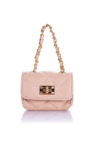 Getcho Nelton Women's Pink Chain Strap Mini Headphone Coin Makeup Bag AirPods Bag Stylish
