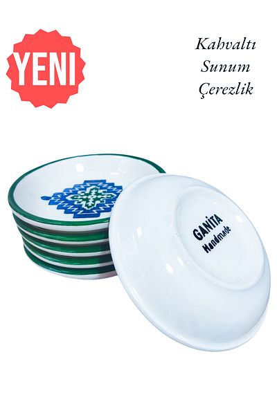 Ganita home Set of 6 Blue Ethnic Breakfast and Presentation Snack Dishes