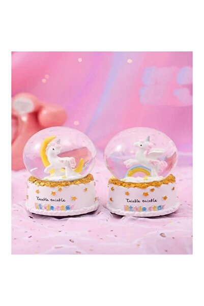 MİEN Mien Dekoratif Pilli Müzikli Unicorn Figürlü Hediyelik Kar Küresi Küçük Boy 1224