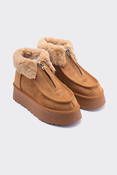 SHOEMARK Kadın Içi Tüylü Taba Süet Bot Boss