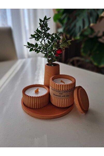 Dekoratif Beton Mumluk Vazolu Set
