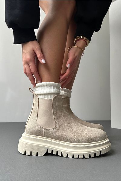 Mupa Shoes Γυναικείες Μπότες Μπεζ Suede